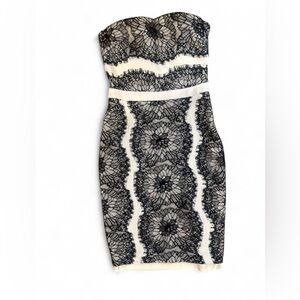 Bebe Strapless Black Lace Midi Dress